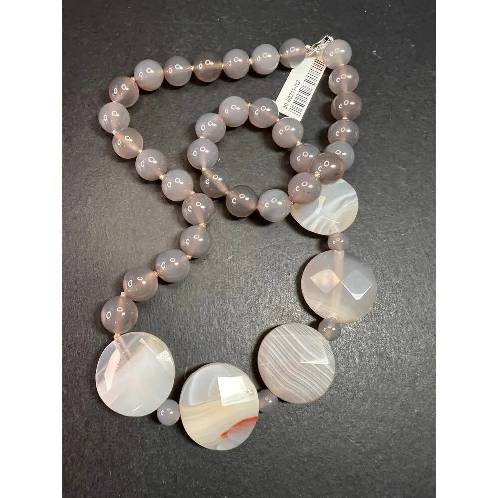 NEW Botswana agate necklace with sterling silver clasp